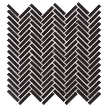 Black Matte Herringbone ½ x 2