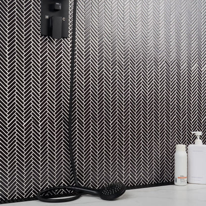 Black Matte Herringbone ½ x 2