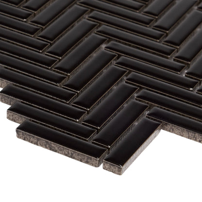 Black Matte Herringbone ½ x 2