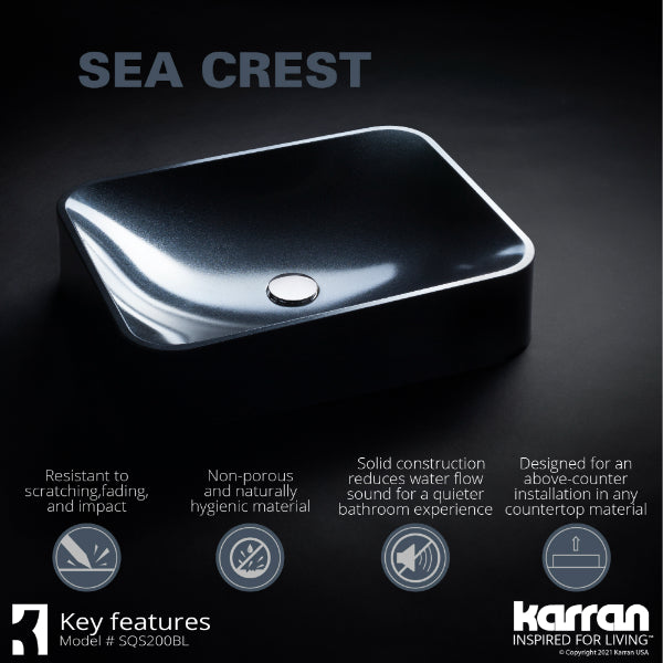 Black Seacrest Quartz Vessel Vanity Sink 21-1/2"