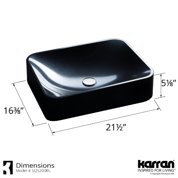 Black Seacrest Quartz Vessel Vanity Sink 21-1/2"