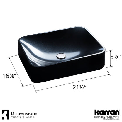 Black Seacrest Quartz Vessel Vanity Sink 21-1/2"