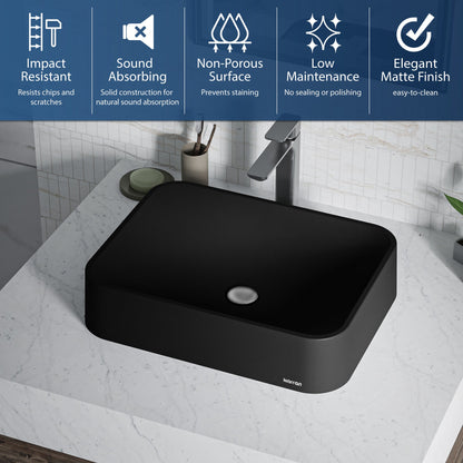 Black Seacrest Quartz Vessel Vanity Sink 21-1/2"