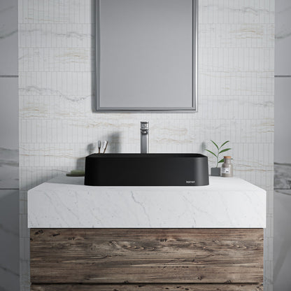 Black Seacrest Quartz Vessel Vanity Sink 21-1/2"
