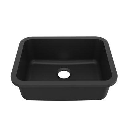 Black Single Bowl Seamless Undermount Sink 24-1/4"