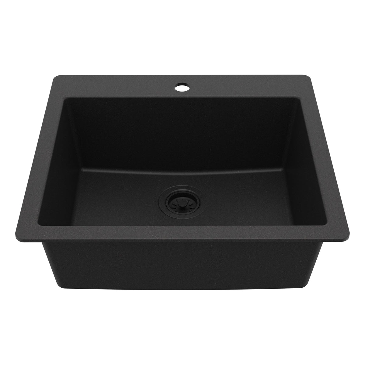 Black Single Bowl Top Mount Sink 25"