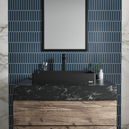 Black Spark Quartz Vessel Vanity Sink 23-5/8"