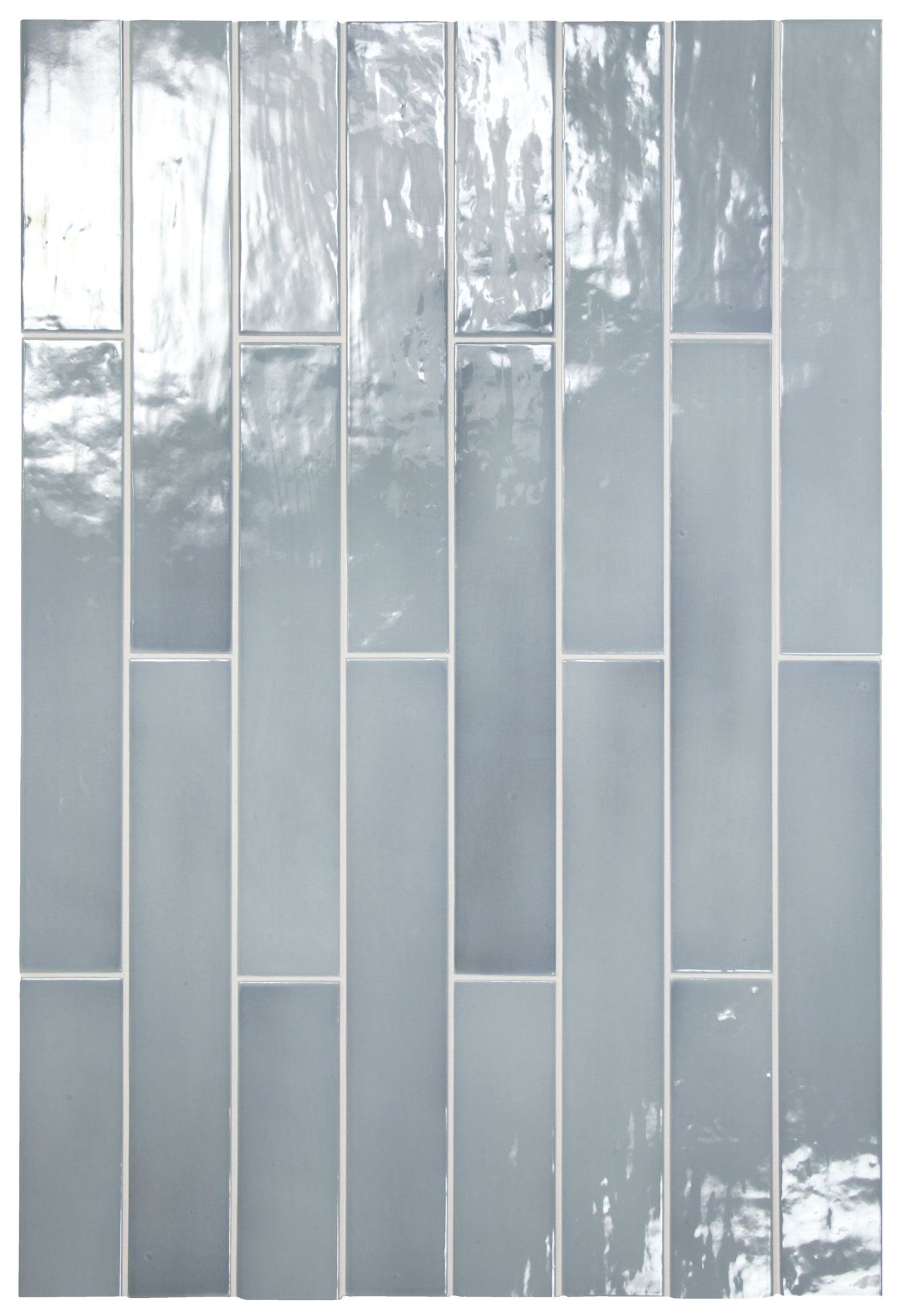 Gray glass mosaic tiles with a reflective surface