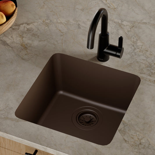 Brown Bar/Prep Bowl Seamless Undermount Sink 16-5/8"