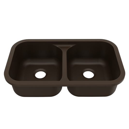 Brown Double Equal Bowl Seamless Undermount Sink 32-1/2"