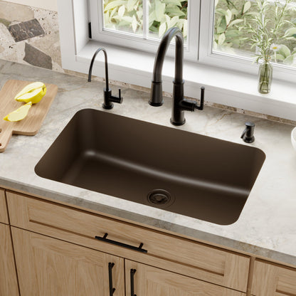 Brown Large Single Bowl Seamless Undermount Sink 30-7/8"