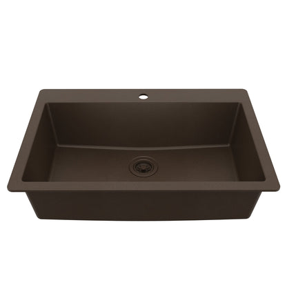 Brown Large Single Bowl Top Mount Sink 33"