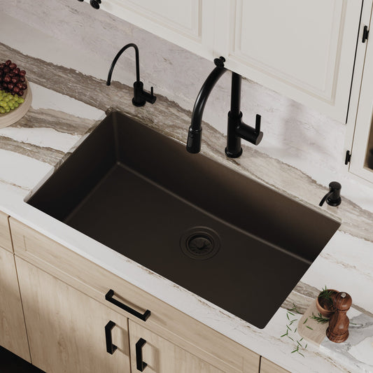 Brown Large Single Bowl Undermount Sink 32-3/8"