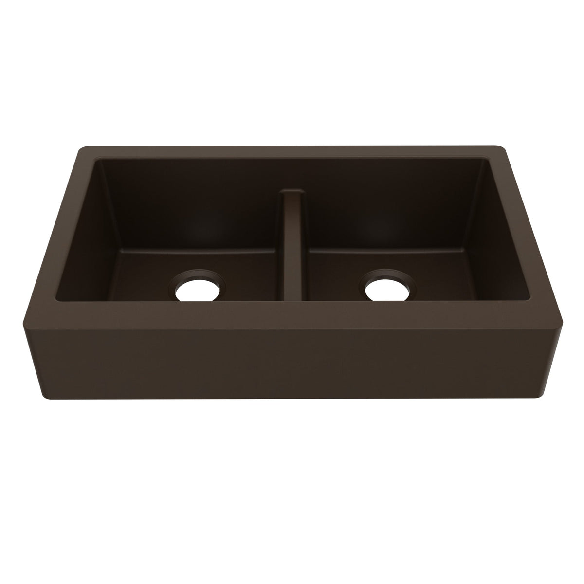 Brown Retrofit Double Equal Bowl Farmhouse Sink 34"