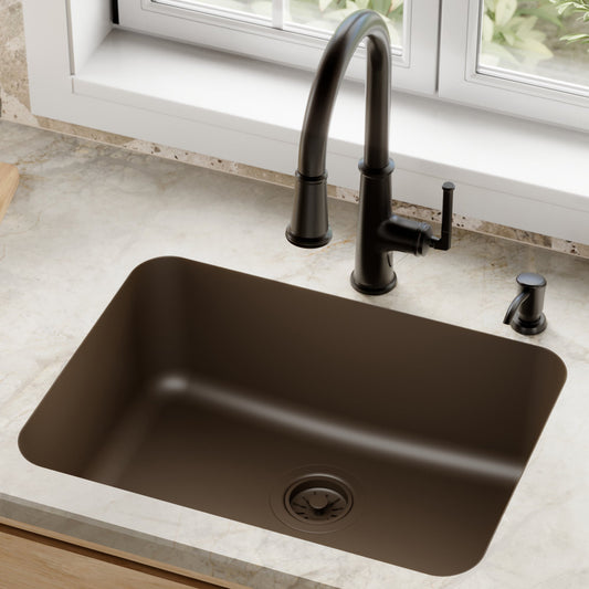 Brown Single Bowl Seamless Undermount Sink 24-1/4"