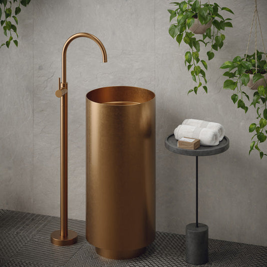 Brushed Copper Pedestal Vanity Sink 15"