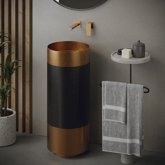 Brushed Copper Pedestal Vanity Sink 15"