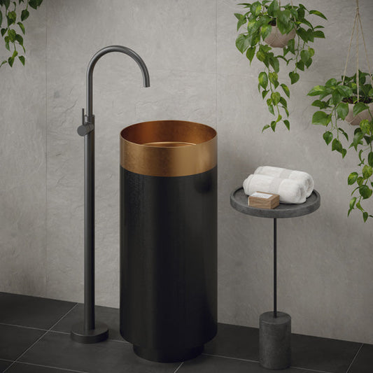 Brushed Copper Pedestal Vanity Sink 15"