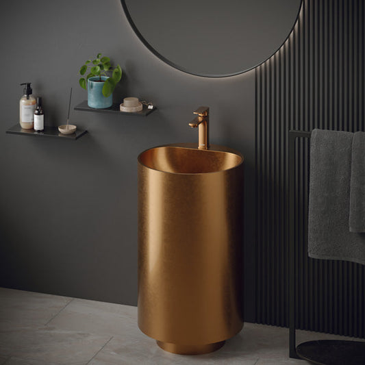 Brushed Copper Pedestal Vanity Sink 16-1/2"