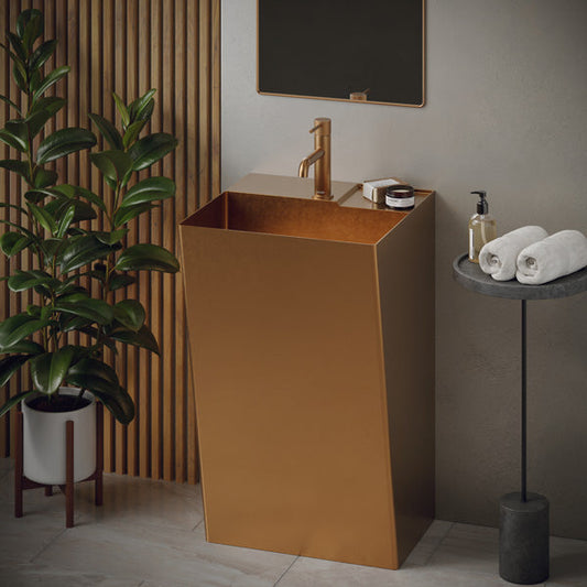 Brushed Copper Pedestal Vanity Sink 19-5/8"