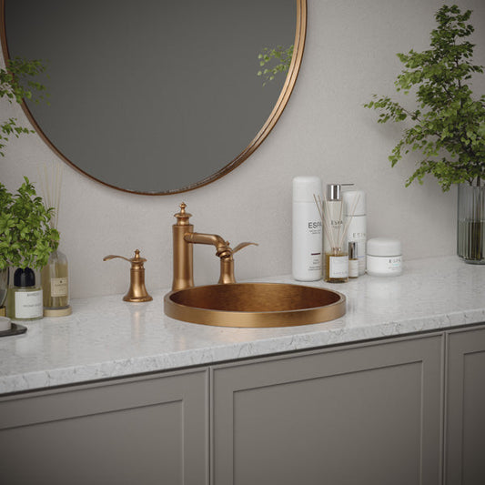 Brushed Copper Top Mount Vanity Sink 15"