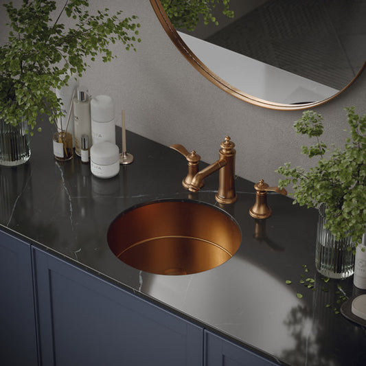 Brushed Copper Undermount Vanity Sink 15-3/4"