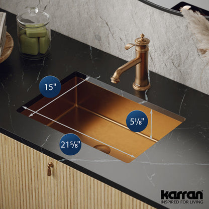 Brushed Copper Undermount Vanity Sink 21-5/8"