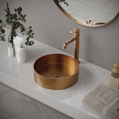 Brushed Copper Vessel Vanity Sink 14-1/8"