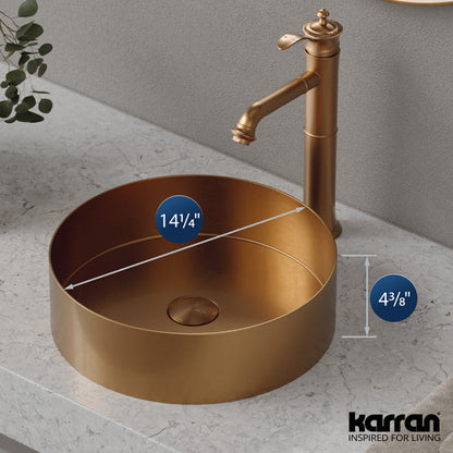 Brushed Copper Vessel Vanity Sink 14-1/8"