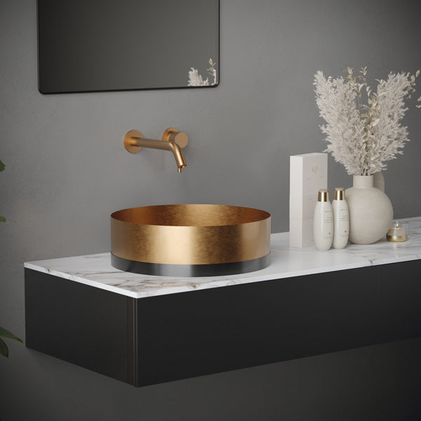 Brushed Copper Vessel Vanity Sink 15-3/4"