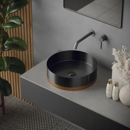 Brushed Copper Vessel Vanity Sink 15-3/4"