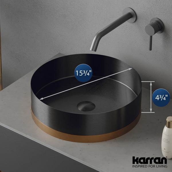 Brushed Copper Vessel Vanity Sink 15-3/4"