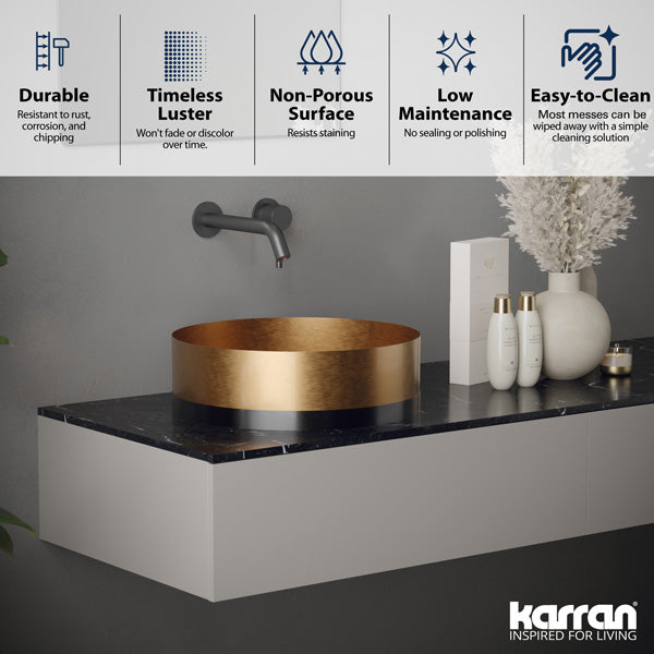 Brushed Copper Vessel Vanity Sink 15-3/4"