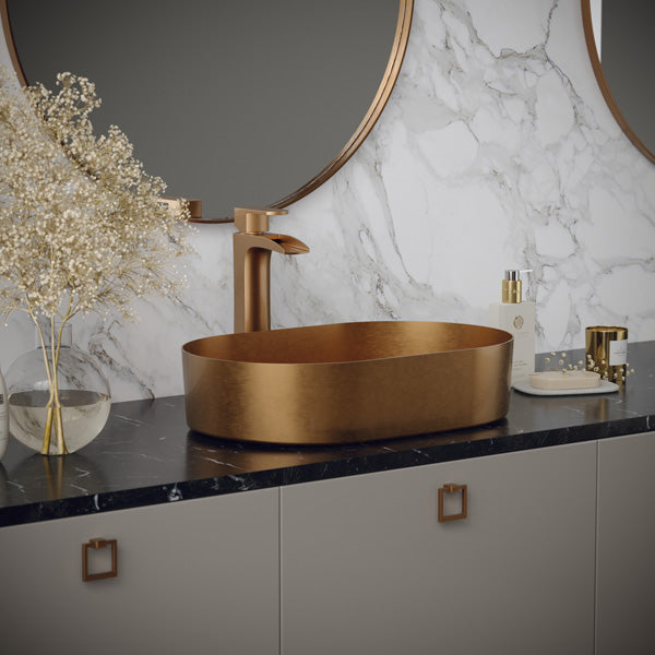 Brushed Copper Vessel Vanity Sink 21-5/8"