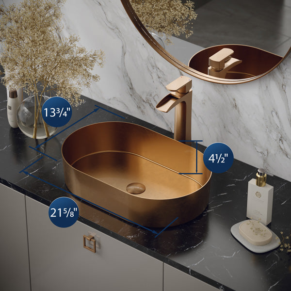 Brushed Copper Vessel Vanity Sink 21-5/8"