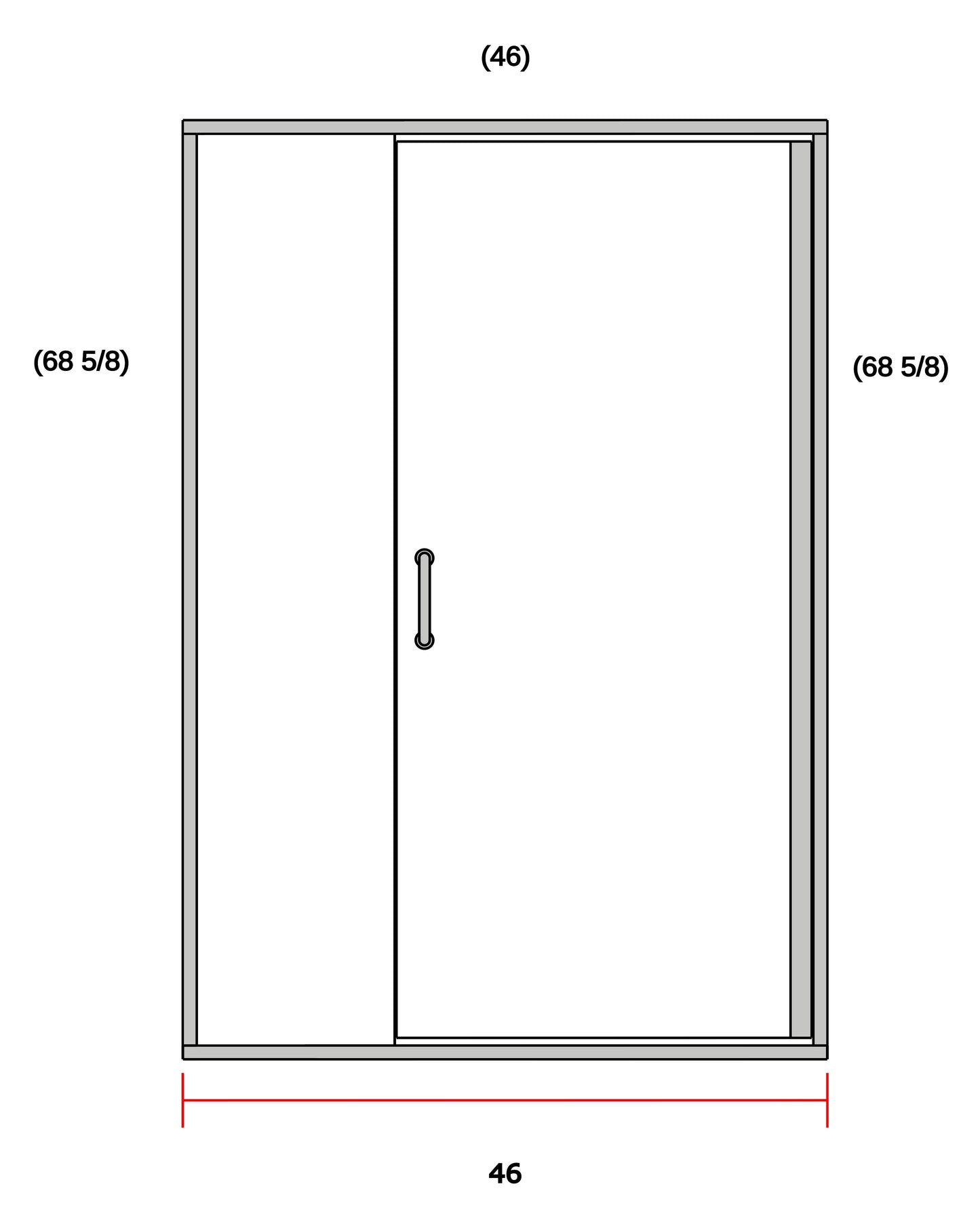 Brushed Nickel Door & Panel 48" x 68-5/8" AquaglideXP