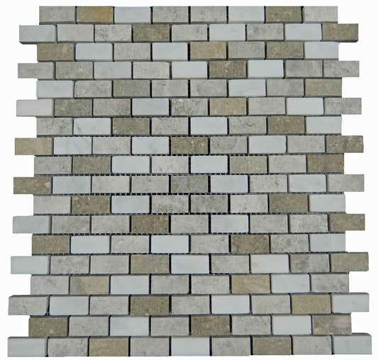 Seagrass, Oyster, Casa Bianca Mini Brick 1/2" Honed