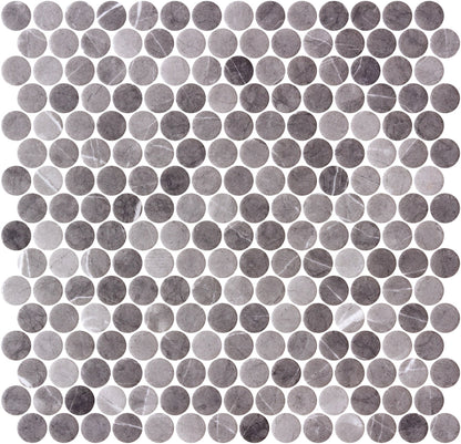 Herrera Grafite 3/4" Penny Round Mosaic
