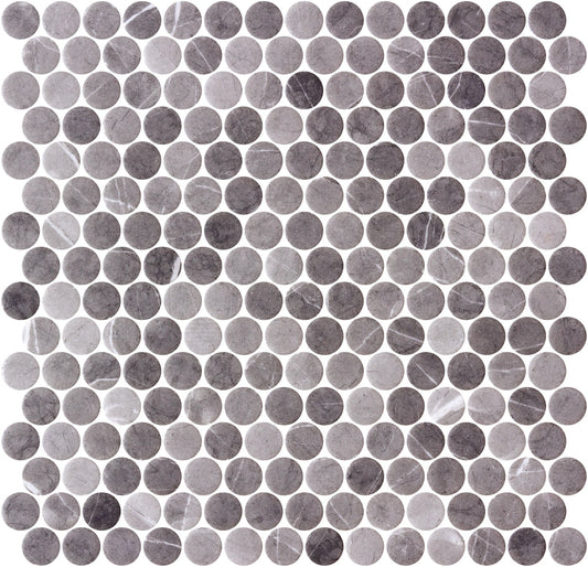 Herrera Grafite 3/4" Penny Round Mosaic