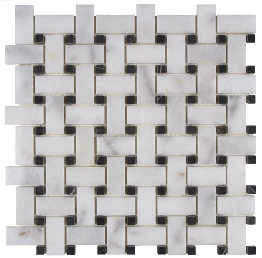 Casa Bianca, Black, Basketweave 1.2x2 Honed