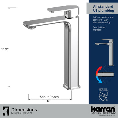 Chrome Venda Single Hole Faucet 11-3/8"