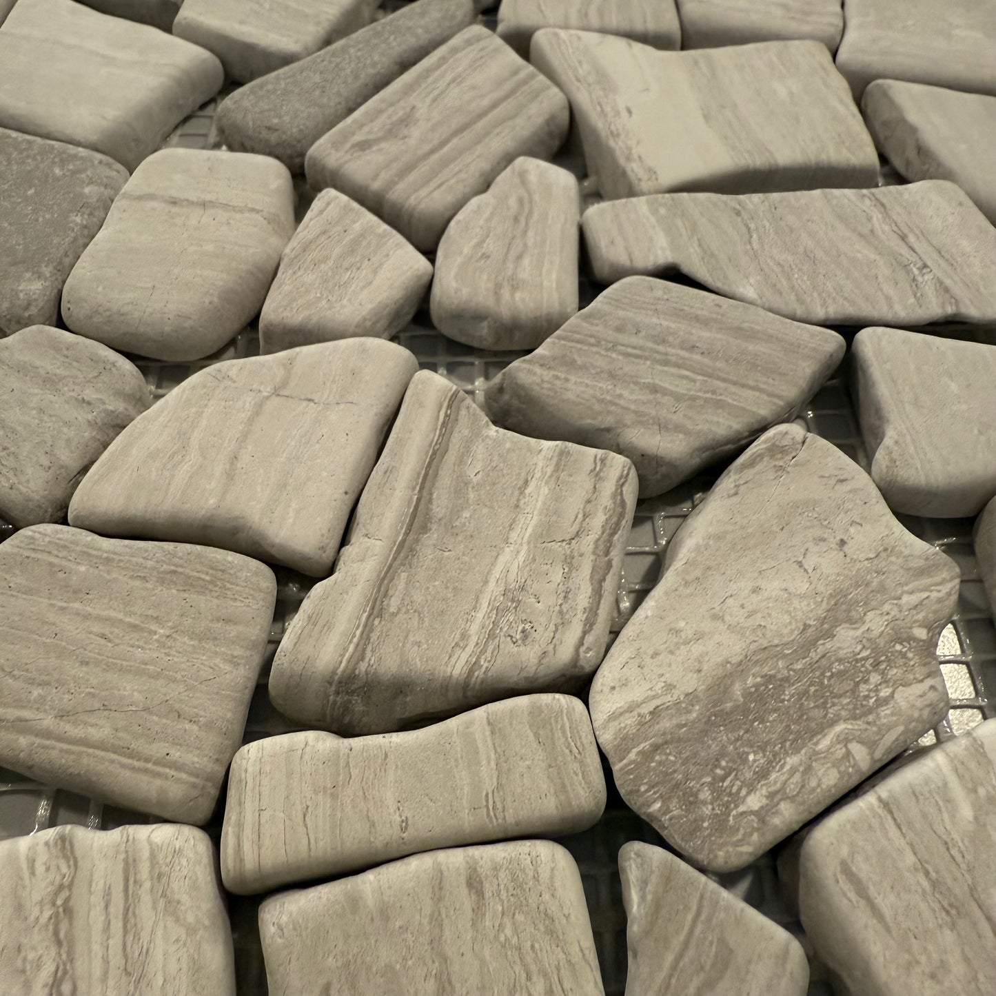 Close-up of gray stone tiles