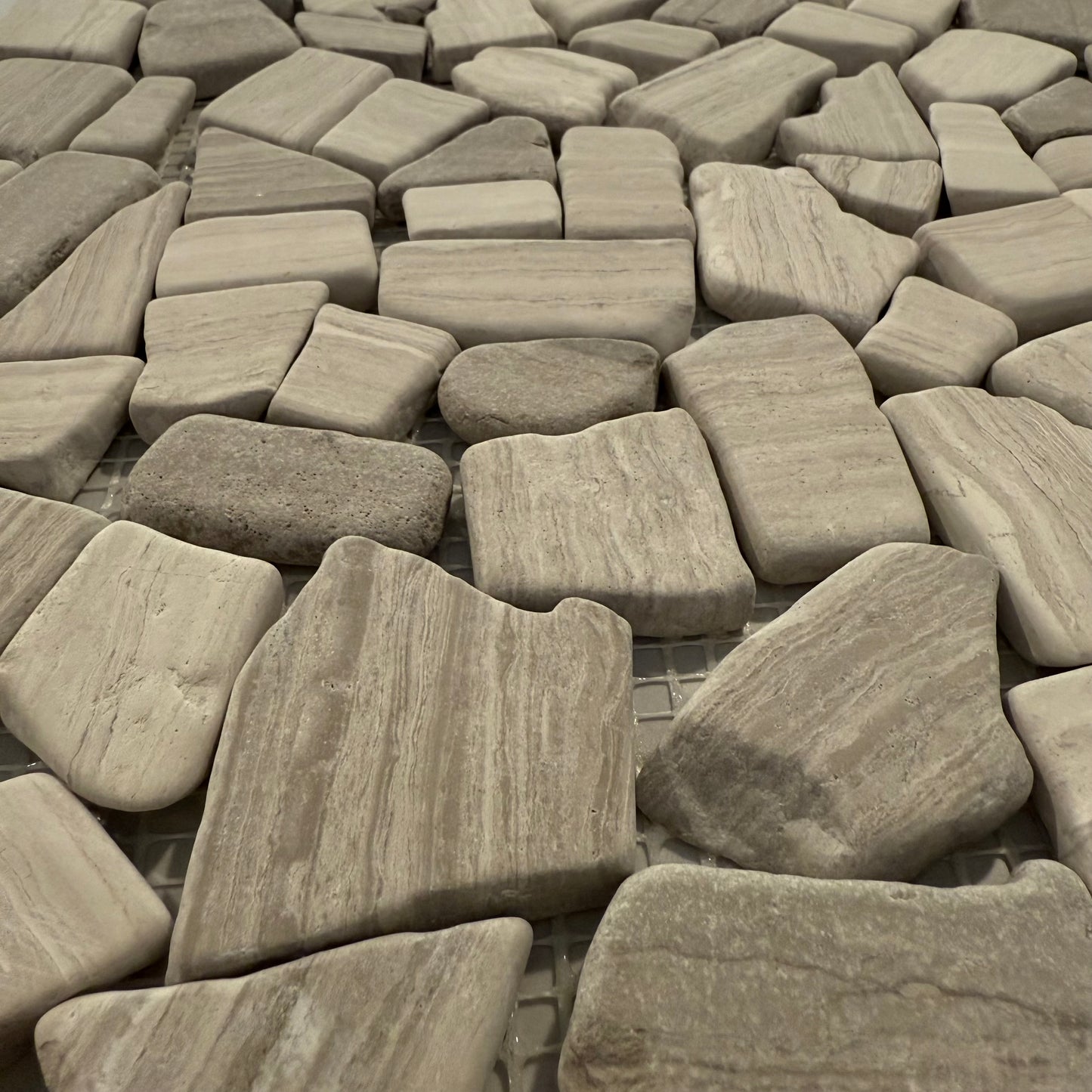 Close-up of stone tiles with a natural pattern