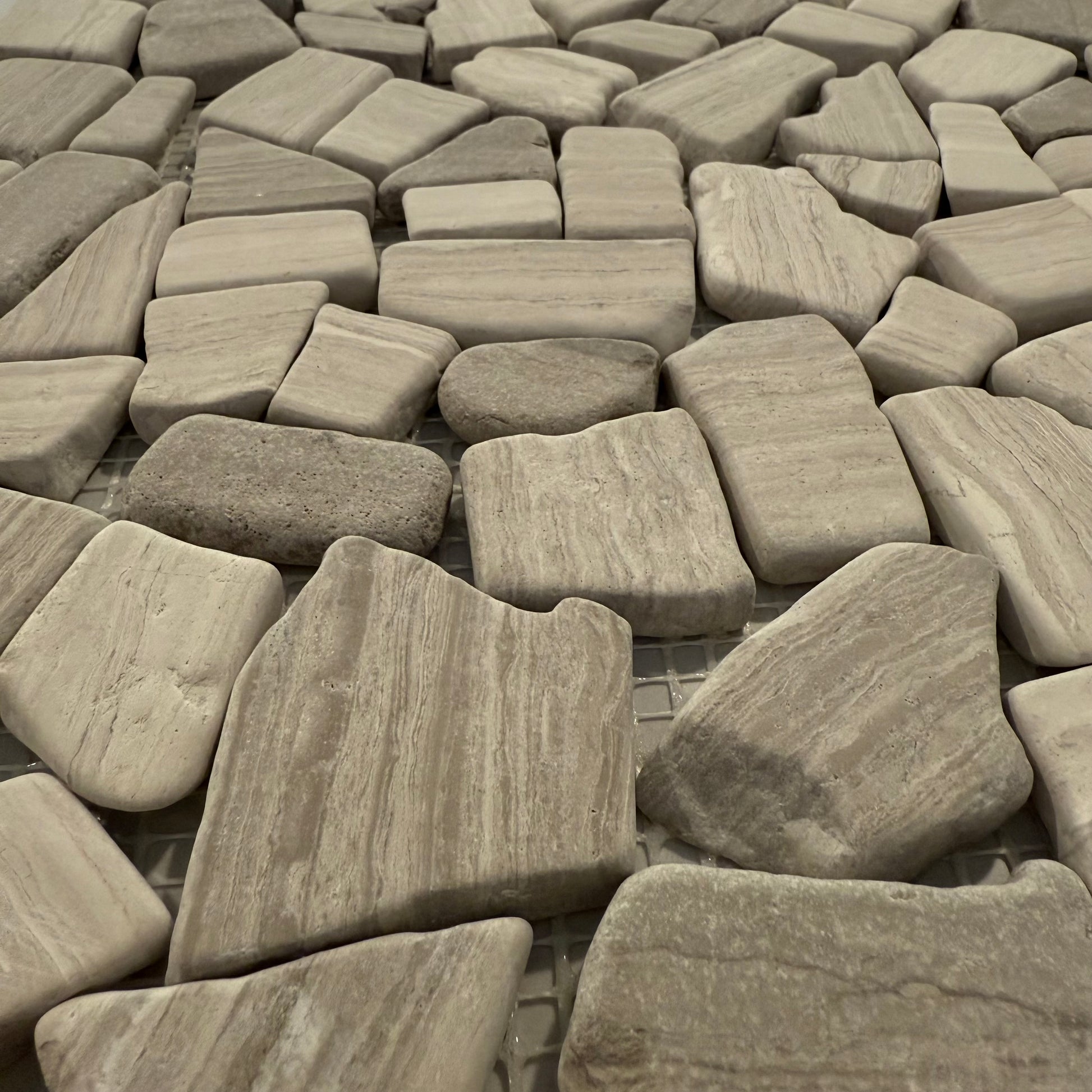 Close-up of stone tiles with a natural pattern