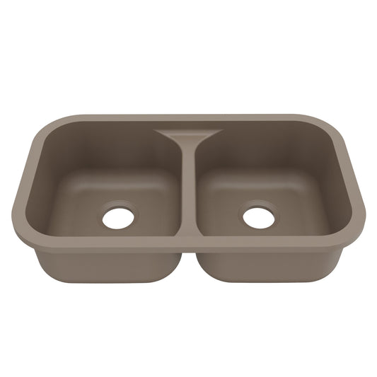 Concrete Double Equal Bowl Seamless Undermount Sink 32-1/2"