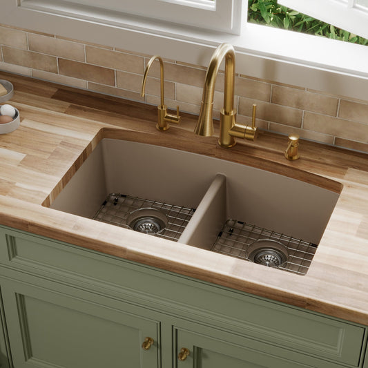 Concrete Double Equal Bowl Undermount Sink 32-1/2"