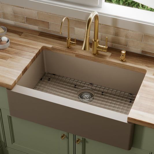 Concrete Large Single Bowl Farmhouse Sink 34"