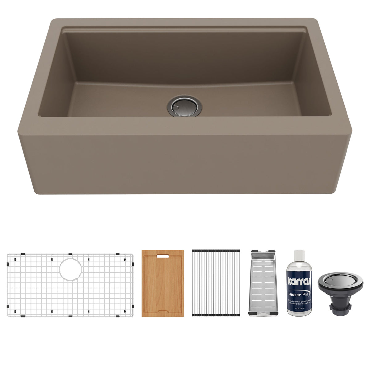 Concrete Large Single Bowl Farmhouse Workstation Sink 34"