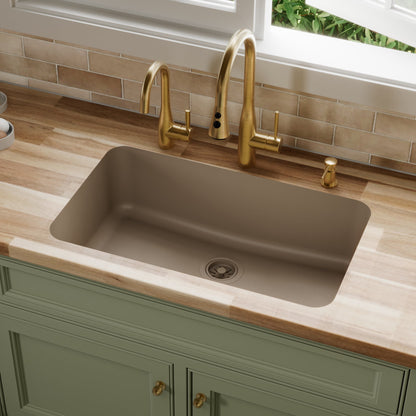 Concrete Large Single Bowl Seamless Undermount Sink 30-7/8"