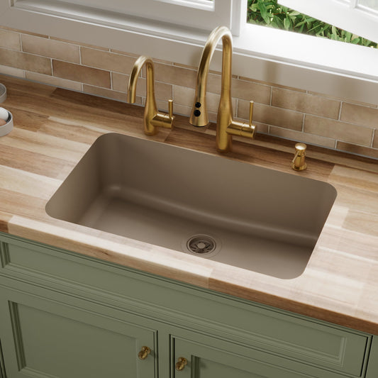 Concrete Large Single Bowl Seamless Undermount Sink 30-7/8"